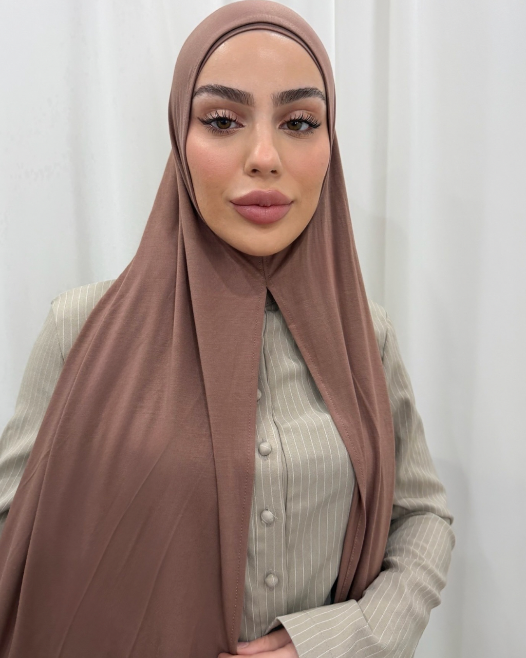 Latte Bamboo Jersey Hijab Set
