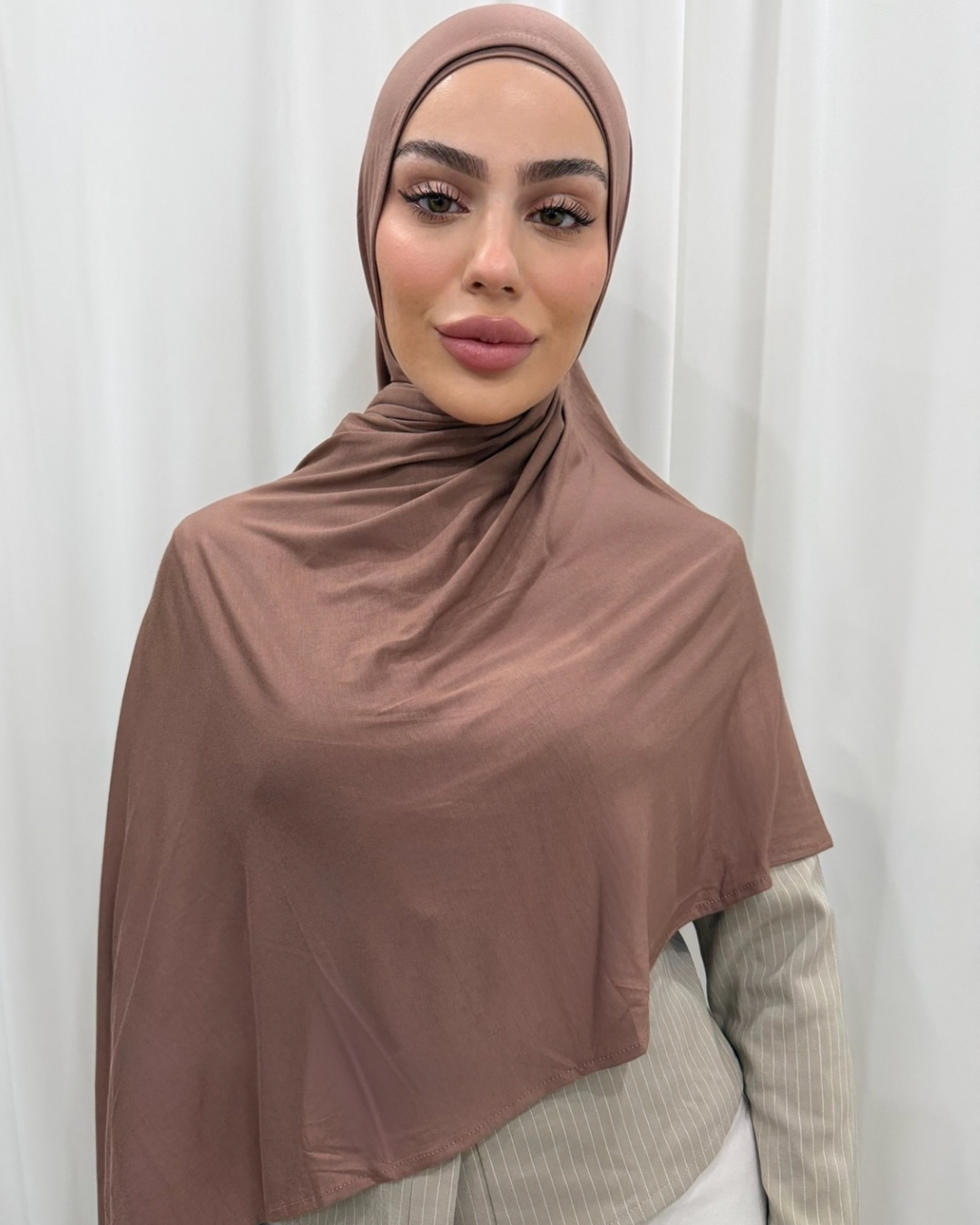 Latte Bamboo Jersey Hijab Set