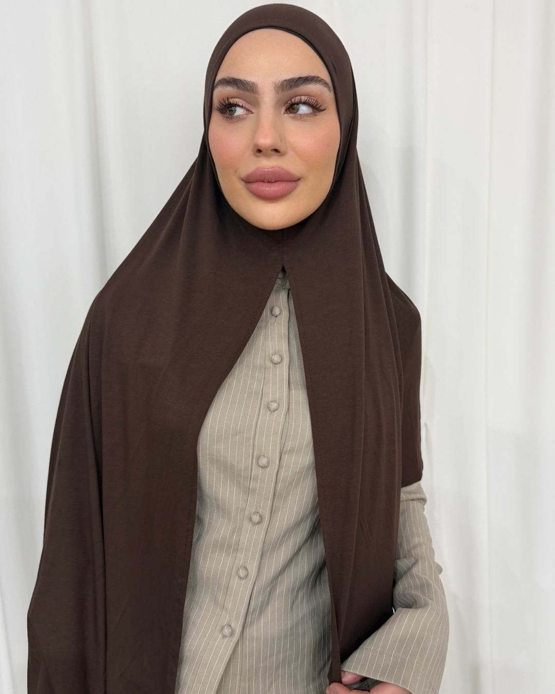 Chocolate Bamboo Jersey Hijab Set