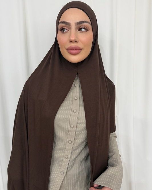 Chocolate Bamboo Jersey Hijab Set